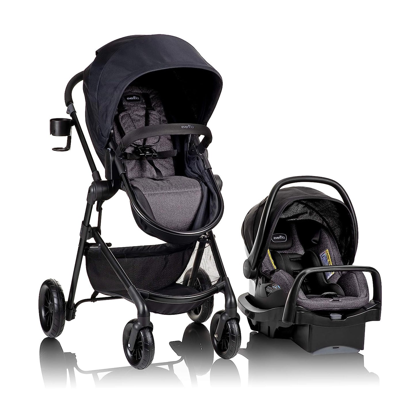New Evenflo Pivot Modular Travel System with Infant Car Seat (Casual Gray)