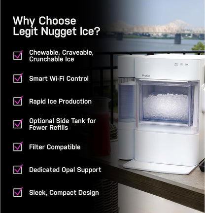 GE Profile Opal 2.0 Ultra Nugget Ice Maker with Side Tank and Scale Inhibiting Filter