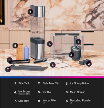 GE Profile Opal 2.0 Ultra Nugget Ice Maker with Side Tank and Scale Inhibiting Filter