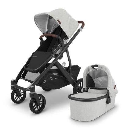 New UPPAbaby Vista V2 Stroller and Bassinet  (Anthony White and Grey Chenille)