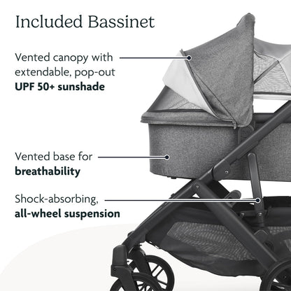 New UPPAbaby Vista V2 Stroller and Bassinet  (Anthony White and Grey Chenille)