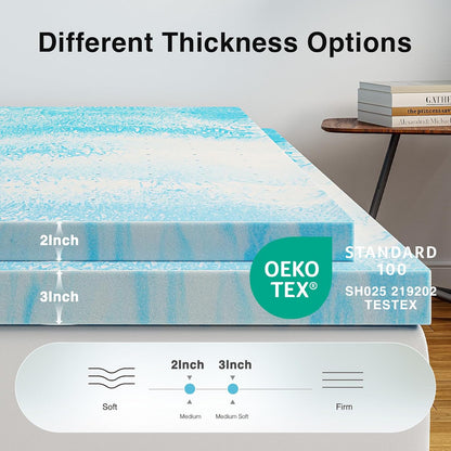 New Novilla Memory Foam Mattress Topper - California King (2 Inch, Blue)
