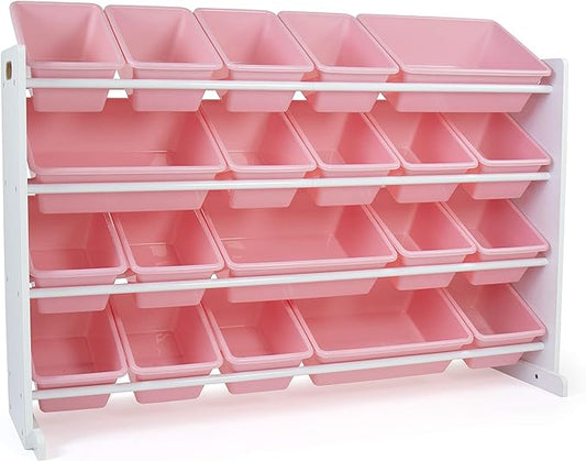 New Humble Crew Kid's Toy Organizer, 20 Storage Bins (White/Pink)