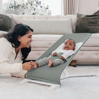 New Baby Delight Alpine Deluxe Portable Baby Bouncer (Organic Sage) - Kidsy