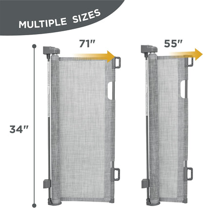 Lesure Retractable Baby Gate for Stairs - Extra Wide Dog Gate 34" Tall, Extends to 71" Wide