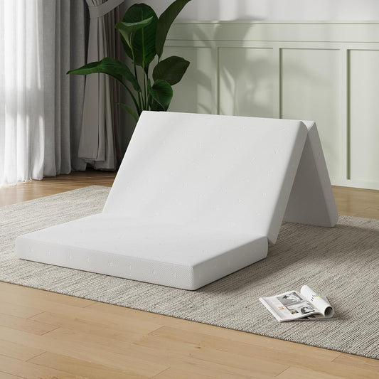 New Novilla Foldable Mattress Topper, Full Size Comfort Foam Trifold Mattress 75"x54"x4"
