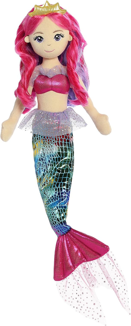 New Aurora Enchanting Sea Sparkles Rainbow Fuchsia Stuffed Doll 17.5-Inch