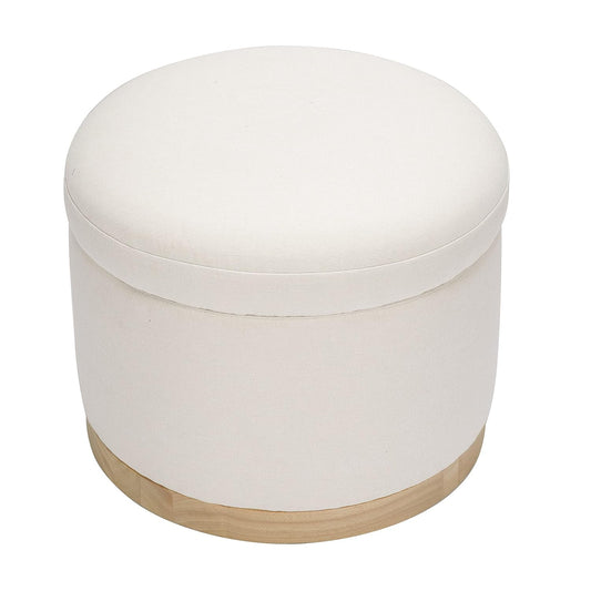 Babyletto Naka Storage Ottoman in Performance Cream Eco-Weave with Light Wood Base (Performance Cream)