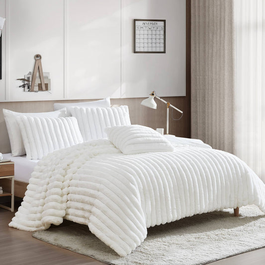 3pc Twin/Twin Extra Long Everett Comforter Bedding Set (White)