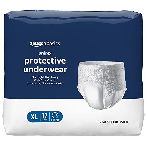 Amazon Basics Incontinence Underwear for Men and Women (12 Count, 1 Pack, White)