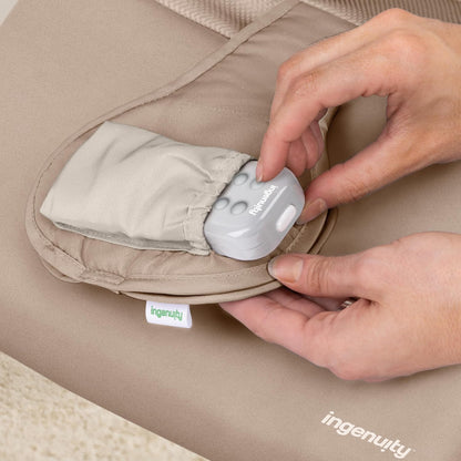 New Ingenuity Nestle Foldable Vibrating Baby Rocker with 2-Position Recline (Tan)