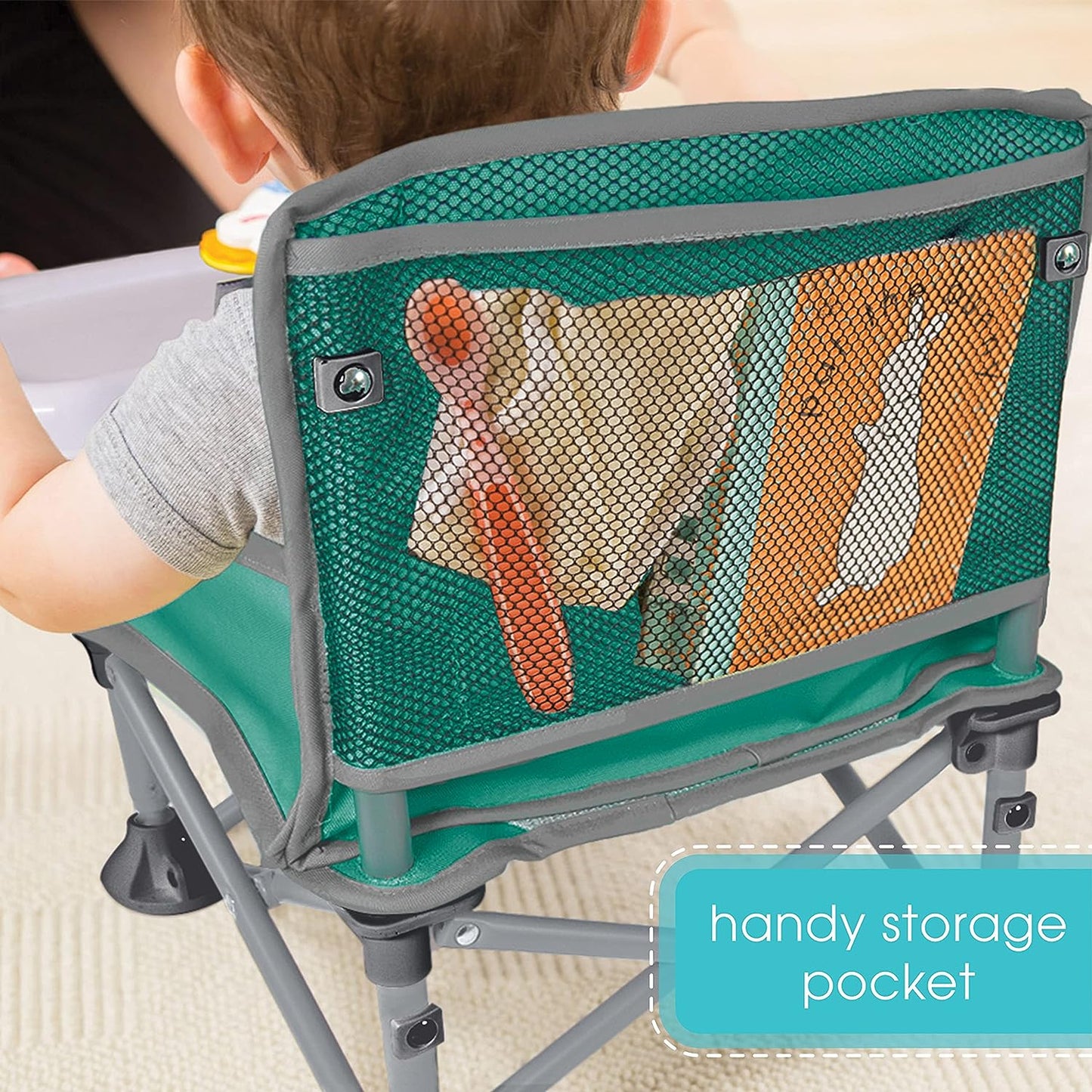 New Summer Infant Pop ‘N Sit Portable Booster Seat Chair (Teal & Gray)