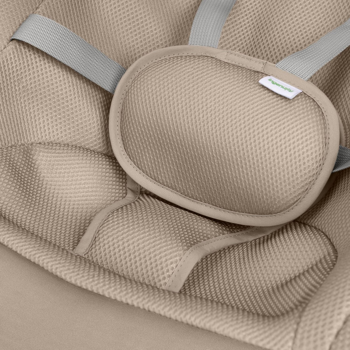 New Ingenuity Nestle Foldable Vibrating Baby Rocker with 2-Position Recline (Tan)