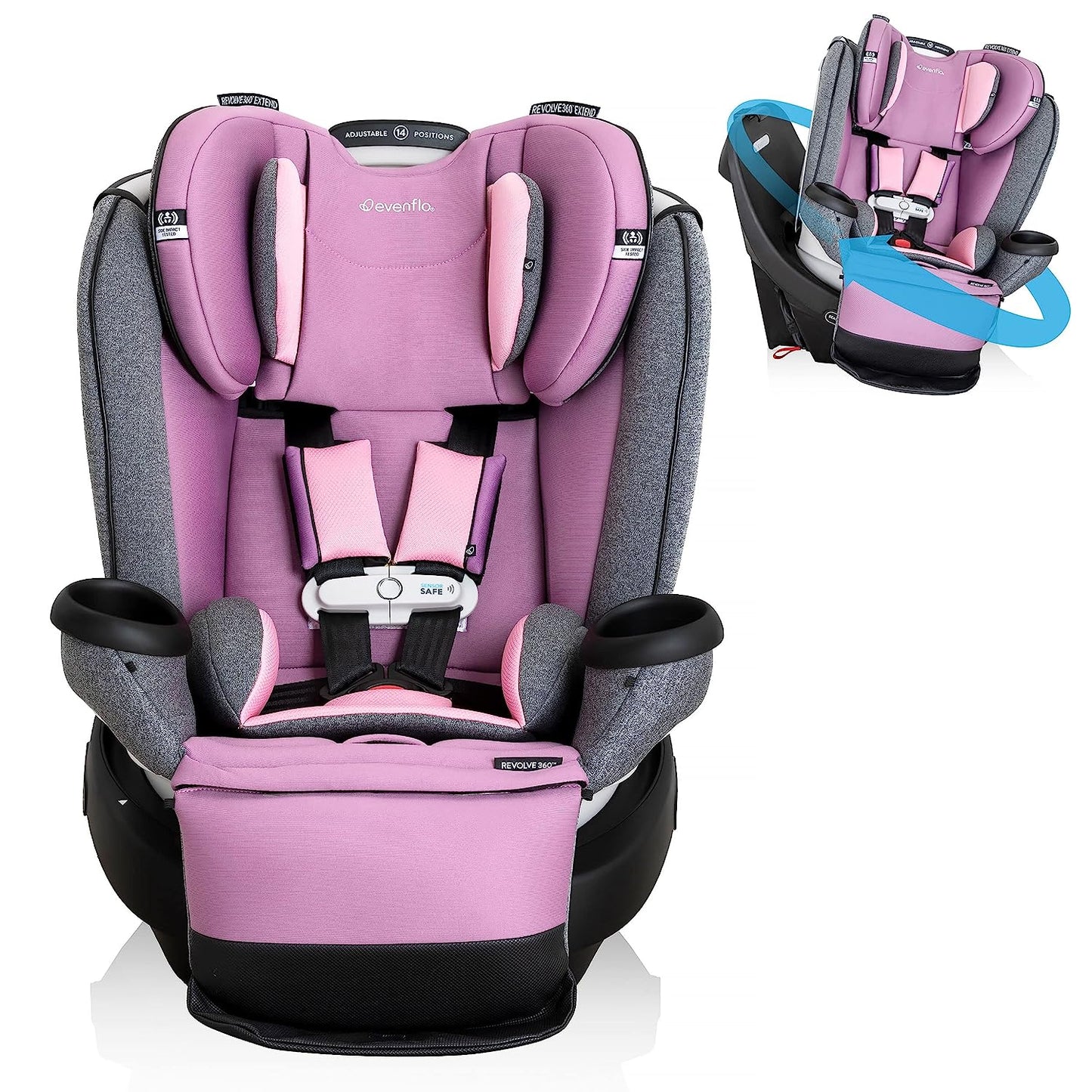 Evenflo Gold Revolve360 Extend All-in-One Rotational Car Seat (Opal Pink)