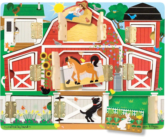 New Melissa & Doug Hide and Seek Farm Wooden Activity Board with Magnets