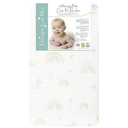 New Dream On Me Over The Rainbow Crib and Toddler Mattress