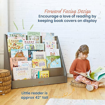 New ECR4Kids Single-Sided Book Display Bookshelf (Grey Wash)