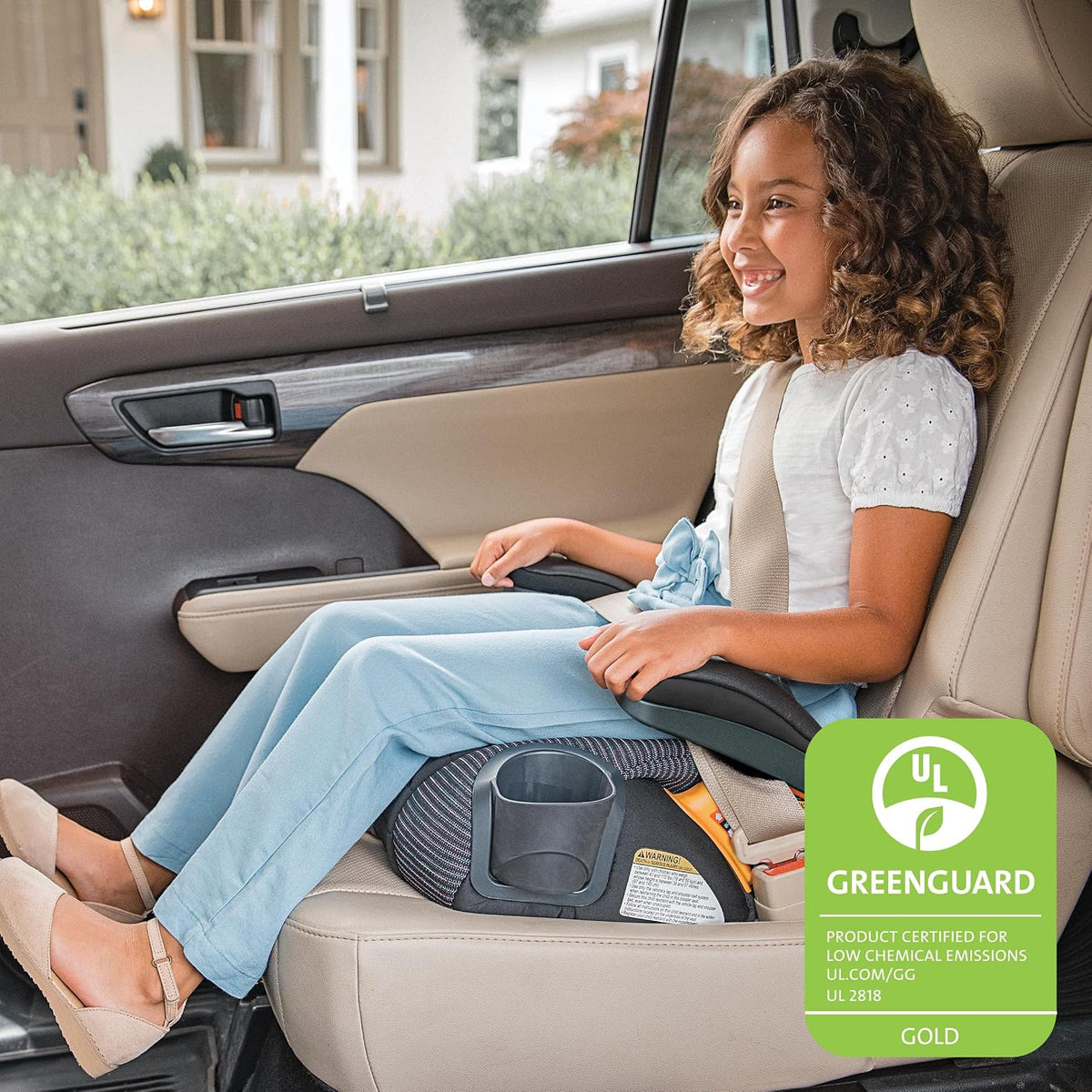 New Chicco GoFit ClearTex Plus Backless Belt-Positioning Booster Car Seat (Tropic Green)