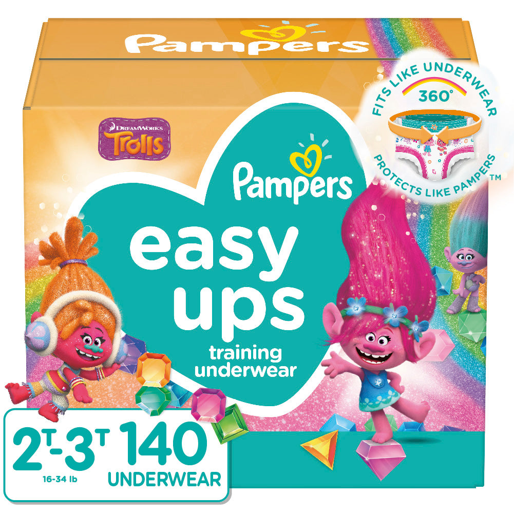 New Pampers Easy Ups Girls & Boys Potty Training Pants - Size 2T-3T, One Month Supply (140 Count)