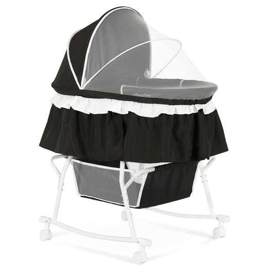 New Dream On Me Lacy 2-in-1 Portable Bassinet & Cradle (Black)