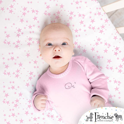 New 2 Pack Frenchie Mini Couture Fitted Crib Sheets Pink Stars