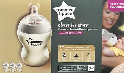 New Tommee Tippee Closer To Nature Bottles - 3 Pack / 9oz