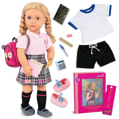 New Our Generation Hally with Storybook & Accessories 18" Posable School Doll