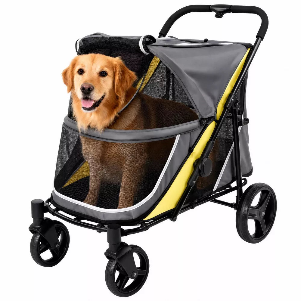 Garvee All-Terrain Foldable Dog Stroller with Dual Entry, 130 lb Capacity