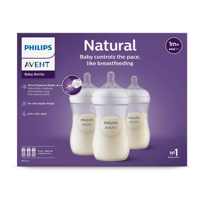 New Philips Avent 3pk Anti Colic Natural Baby Bottle - Clear - 9oz