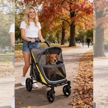 Garvee All-Terrain Foldable Dog Stroller with Dual Entry, 130 lb Capacity