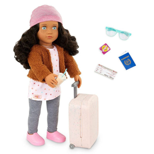 New Our Generation Lisandra & Rolling Luggage 18" Travel Doll