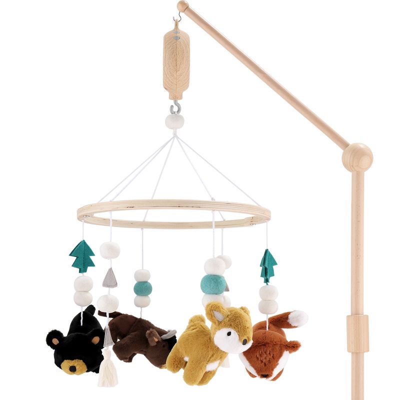 New The Peanutshell Deluxe Wooden Crib Mobile Set with Arm Music Box and Western Woods Baby Mobile (Multicolored)