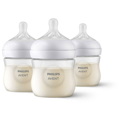 New Philips Avent 3pk Natural Baby Bottle with Natural Response Nipple - Clear - 4oz