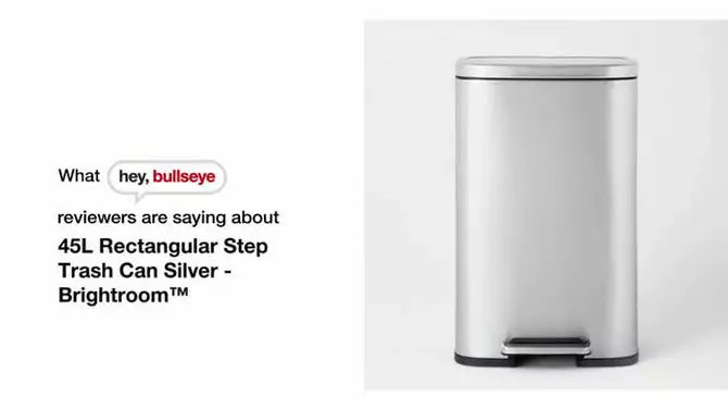 45L Rectangular Step Trash Can Silver - Brightroom