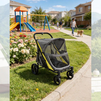Garvee All-Terrain Foldable Dog Stroller with Dual Entry, 130 lb Capacity