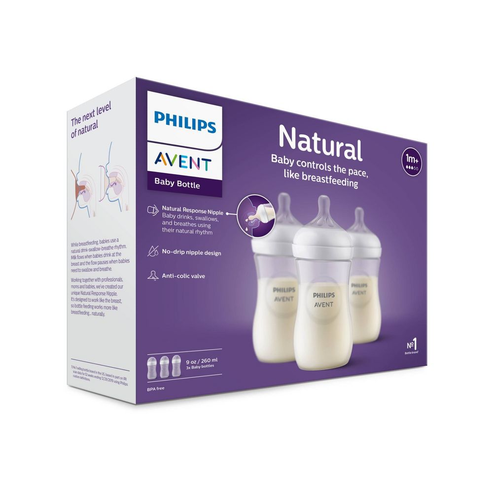 New Philips Avent 3pk Anti Colic Natural Baby Bottle - Clear - 9oz