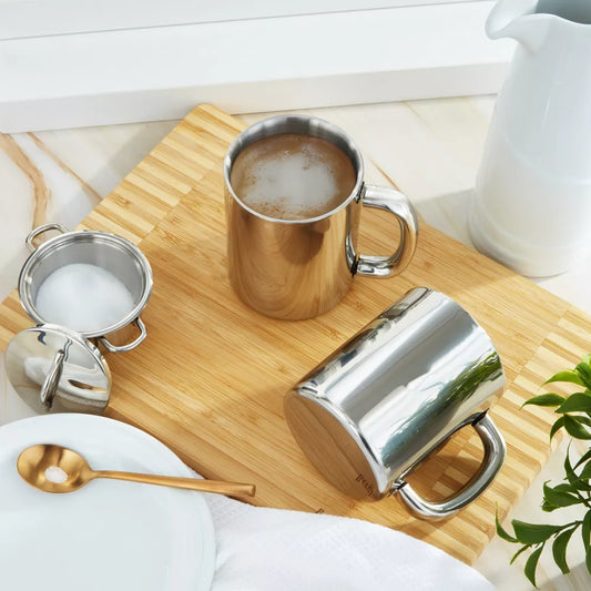 New BergHOFF 2Pc Straight 18/10 Stainless Steel Coffee Mug 12 oz.