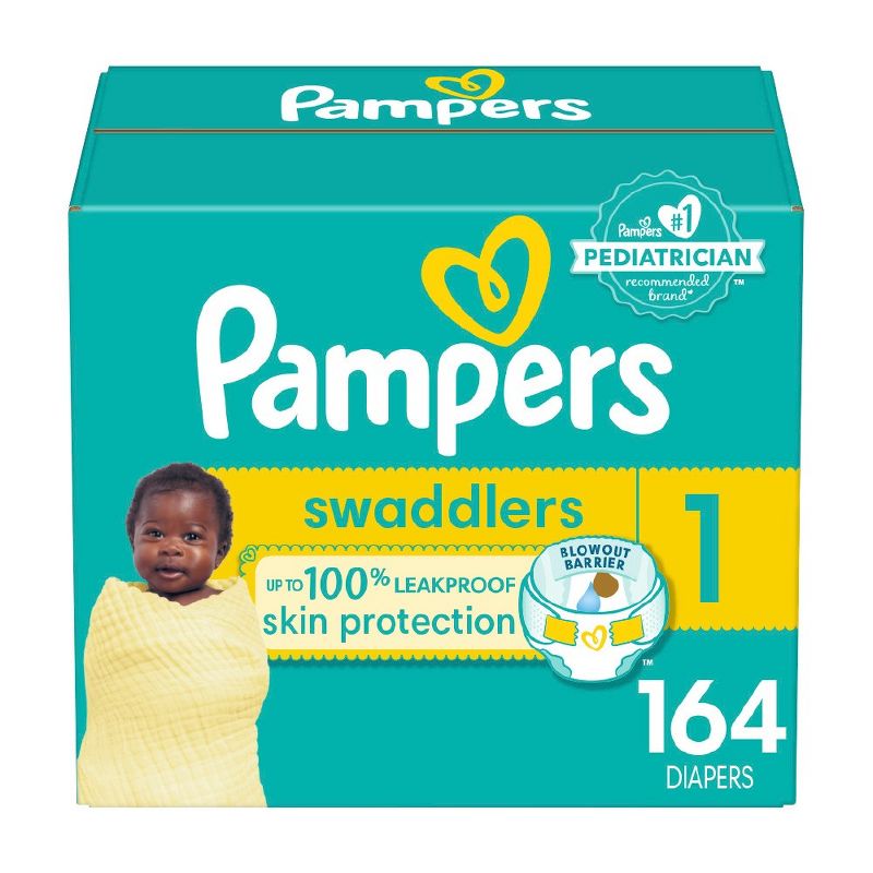 New Pampers Swaddlers Active Baby Diapers Enormous Pack (Size 1 - 164ct)