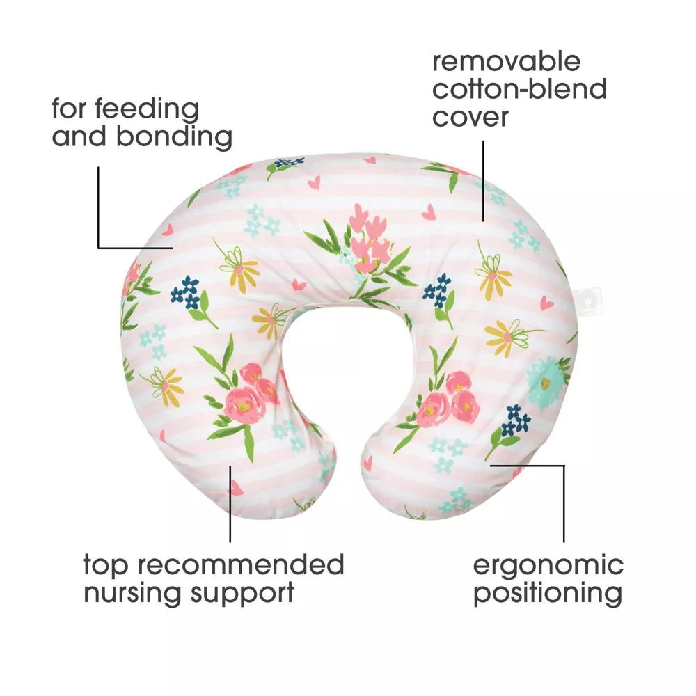 New Boppy Nursing Pillow (Pink Floral Stripe)