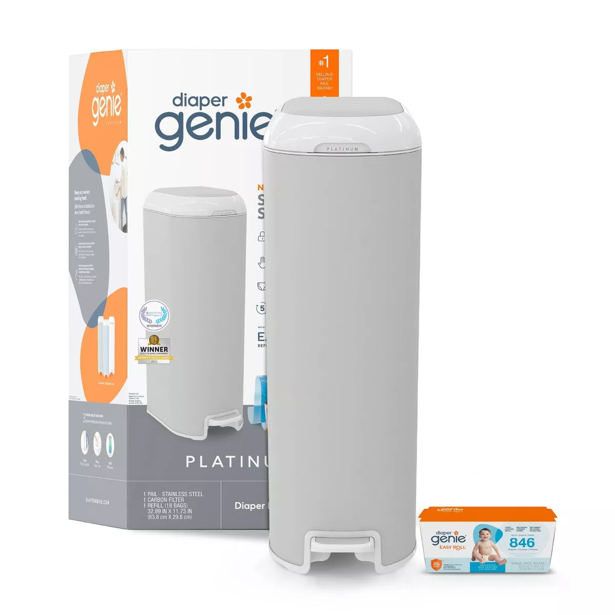 New Diaper Genie Platinum Pail