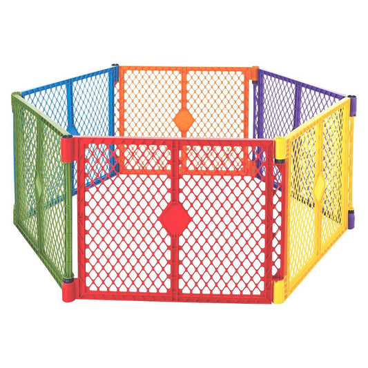 New Toddleroo by North States Superyard Colorplay 6 Panel Freestanding Gate