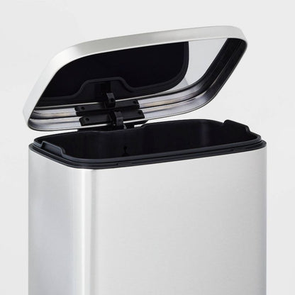 45L Rectangular Step Trash Can Silver - Brightroom