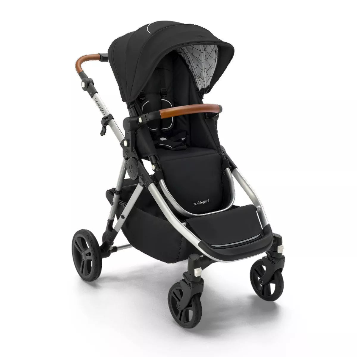 New Mockingbird Single-To-Double Stroller 2.0 (Black Windowpane)(Silver with Penny Leather)