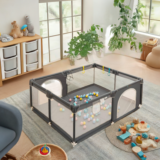 New COMOMY 79"x71" Baby Playard Extra Large (Dark Grey)