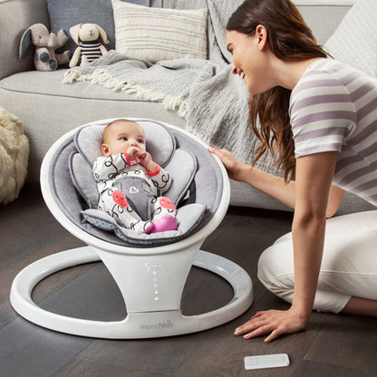 New Munchkin Bluetooth Enabled Baby Swing with Natural Sway (White Grey)