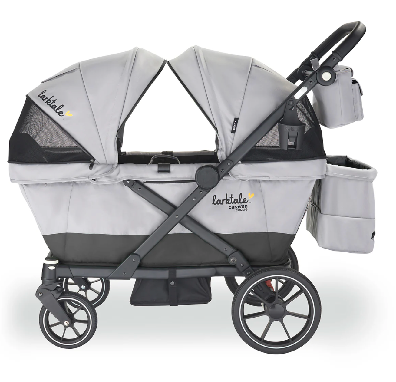 Larktale Caravan Coupe Double Seater Collapsible Wagon (Grey/Black)