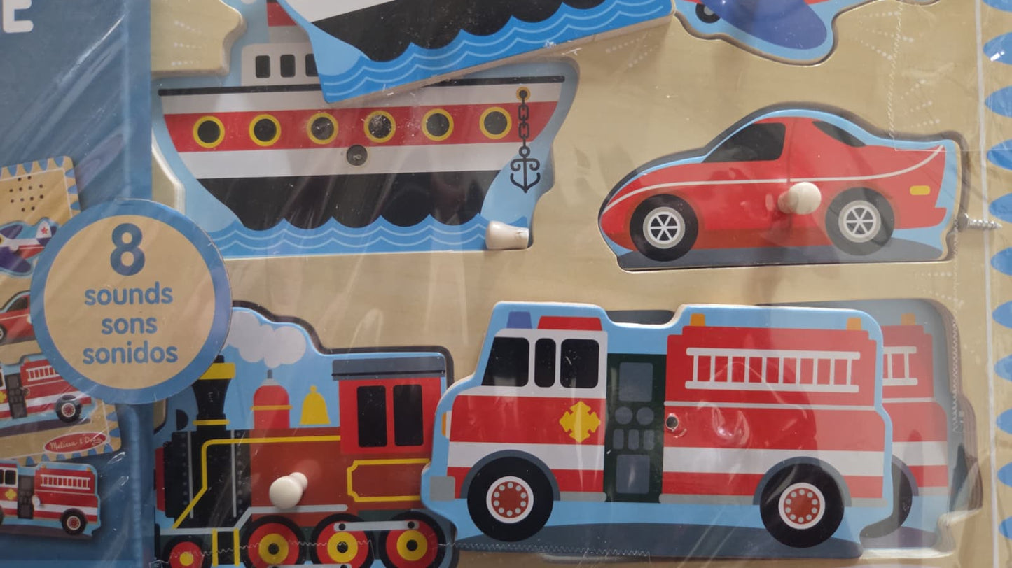 Melissa & Doug Vehicles Sound Wooden Peg Puzzle