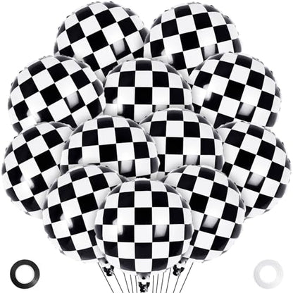 AIQINHU Checkered Racing Foil Balloons 8 - Pack 18" (Black & White) - Kidsy