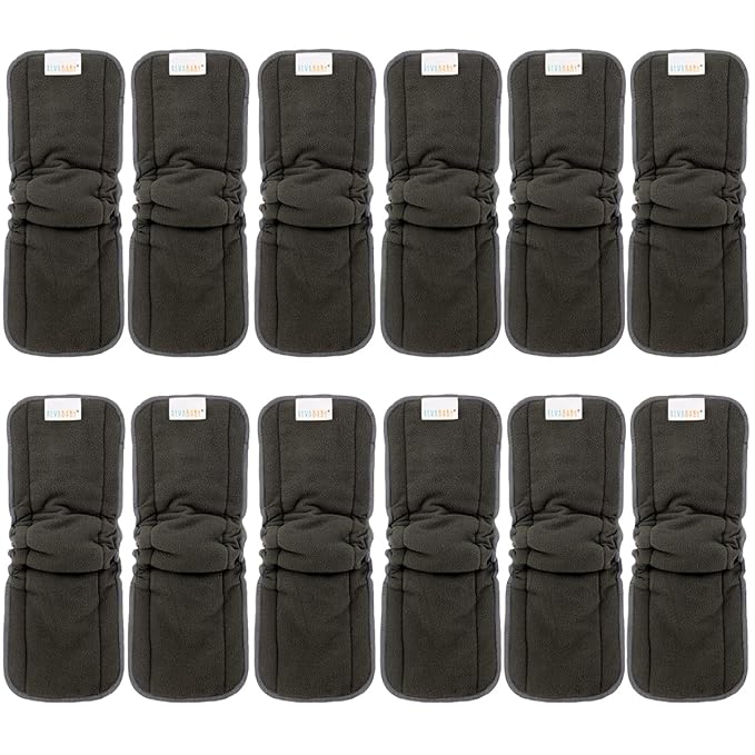 ALVABABY Reusable Cloth Diaper Inserts, 12 - Pack (Charcoal) - Kidsy