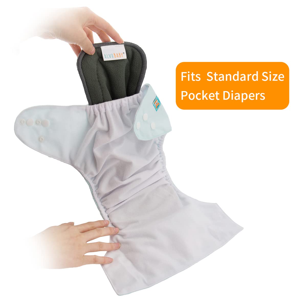 ALVABABY Reusable Cloth Diaper Inserts, 12 - Pack (Charcoal) - Kidsy